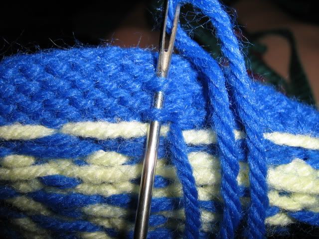 sewing loops on the inside of the hat