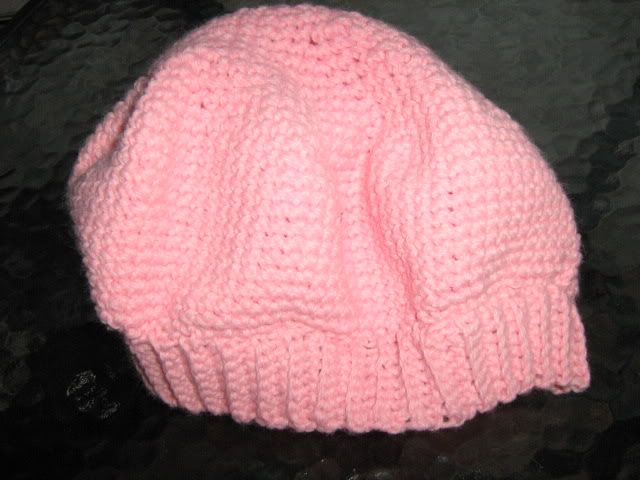 pink crocheted beret