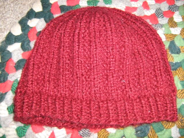 Red garter rib hat