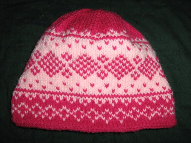 pink colorwork hat