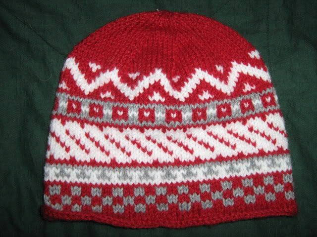 red colorwork hat
