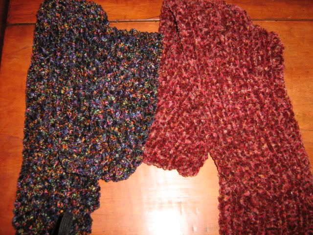 two chenille scarves