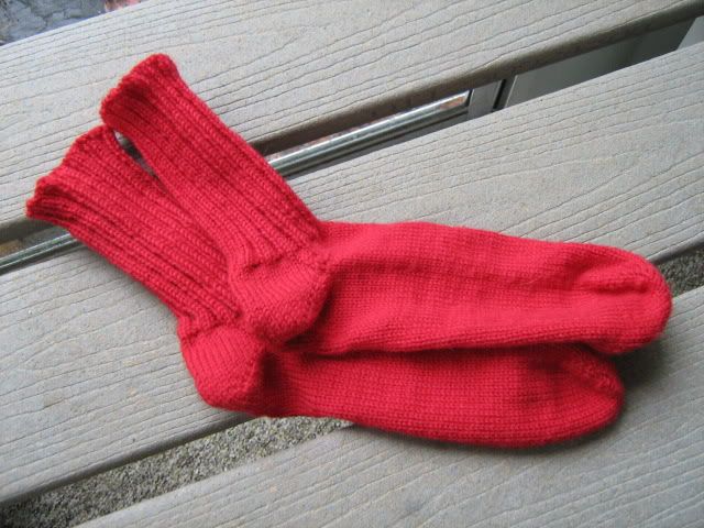 red wool socks