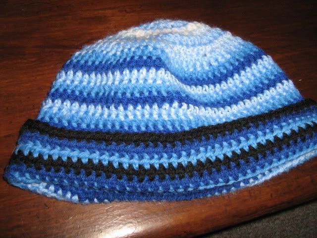 Blue crocheted hat
