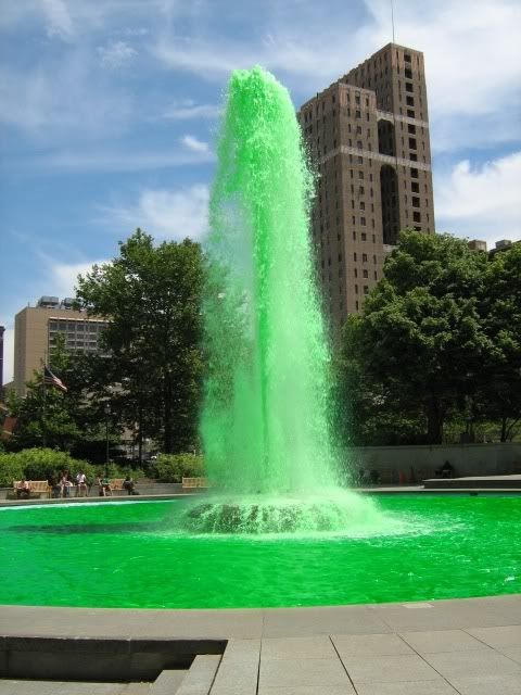 green fountain in Philly