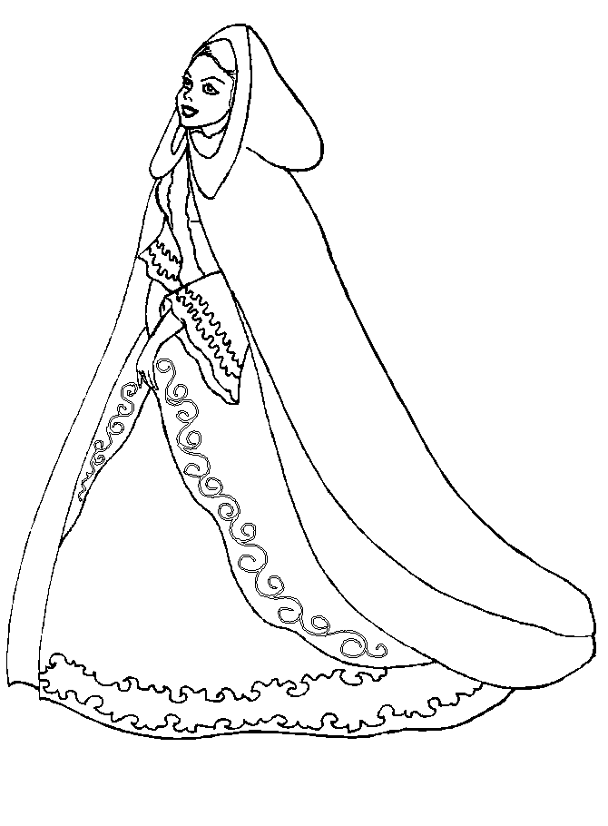 disegni abiti principessa da colorare