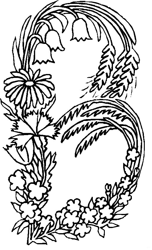 disegni alfabeto fiori foglie da colorare