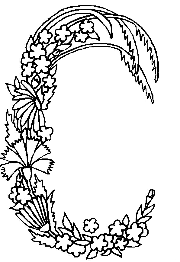 disegni alfabeto fiori foglie da colorare