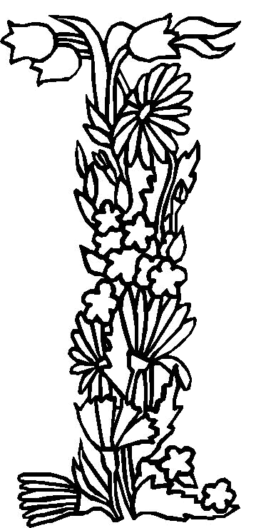 disegni alfabeto fiori foglie da colorare