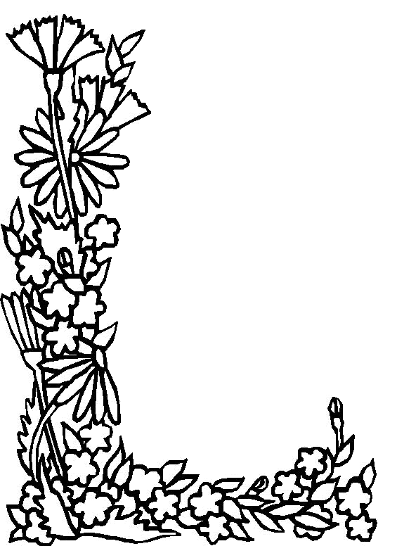 disegni alfabeto fiori foglie da colorare