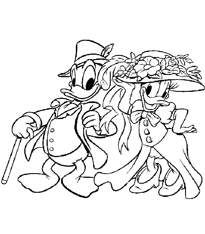 disegni coppia paperino da colorare