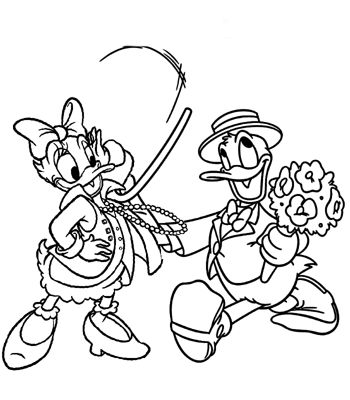 disegni coppia paperino da colorare