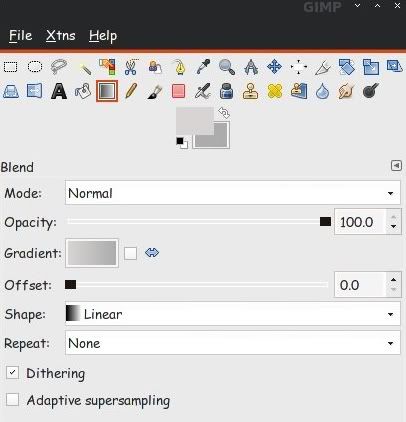 Select gradient tool and values for BackGradient Layer