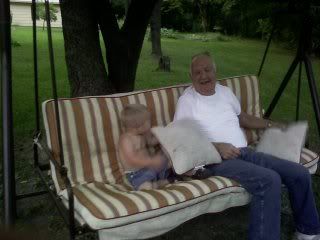 Papa and Wyatt in a pillow fight