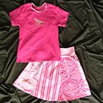Pink Sparrows Skirt Set Sz 9/10