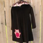 Dotty Owl Twirly Hoodie Dress Sz 4 **3hour auction**