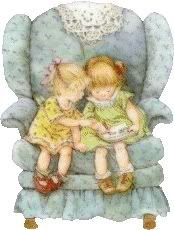 2 little girls on a chair Pictures, Images and Photos