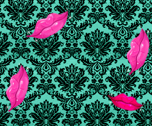 Victorian lips - pink and teal Myspace Backgrounds