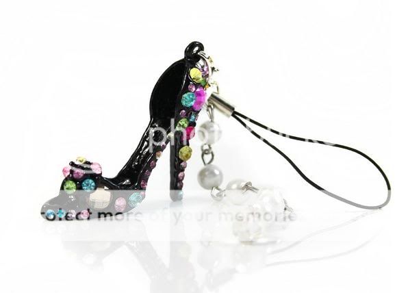 50 Crystal High heel Shoes Keychain with Pearl Strand Pendant  