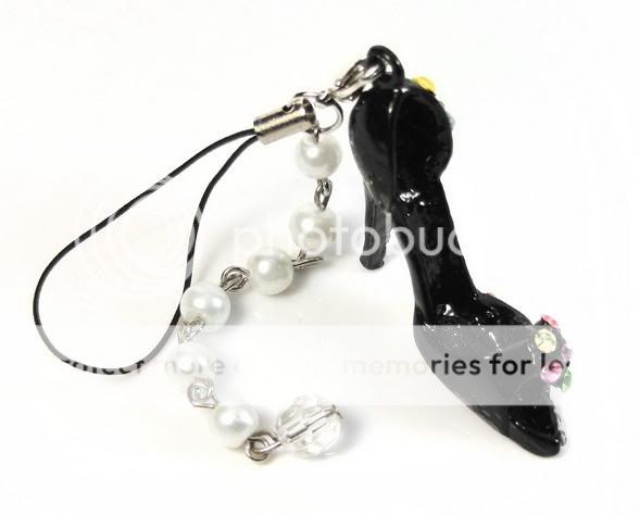 50 Crystal High heel Shoes Keychain with Pearl Strand Pendant  