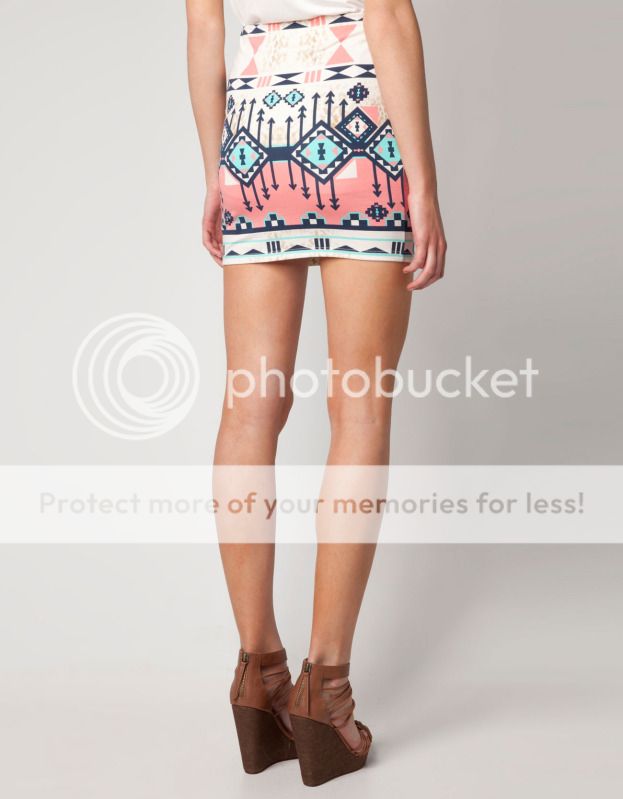 New Bershka Zara Skirt Print Aztec Navajo Pink White Blue s M L 