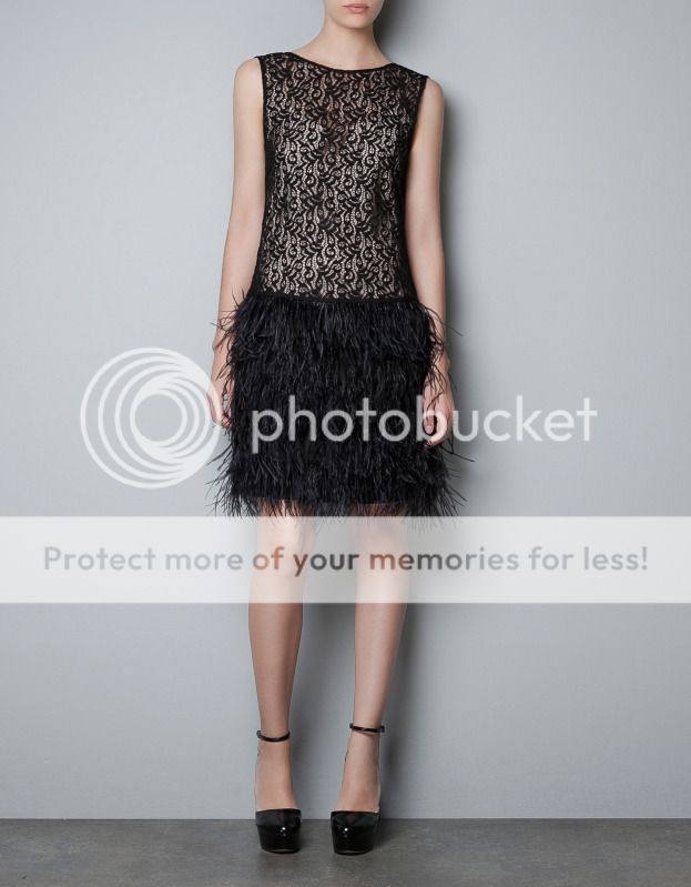 Zara Lace Dress with Feather Skirt Black 2012