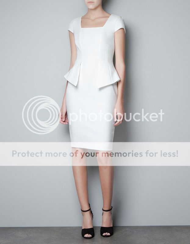 Zara White Dress with Frill at The Waist XS s M L XL 2012