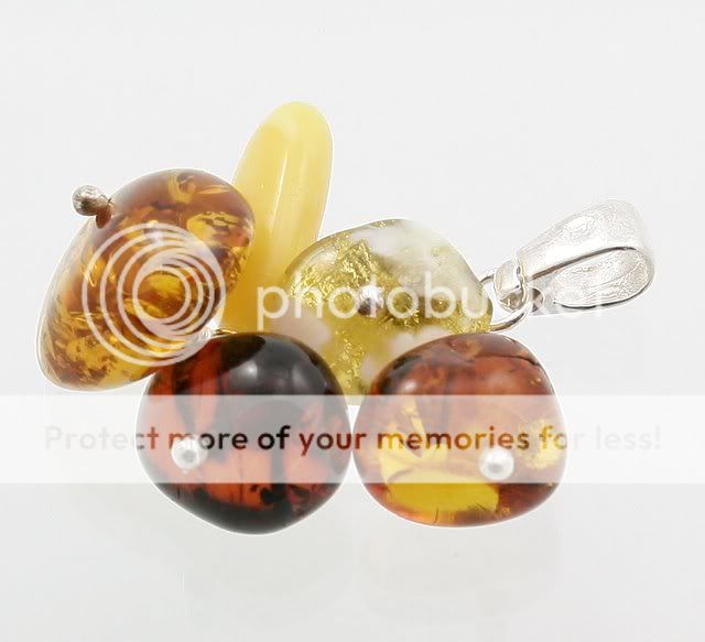 Beautiful Baltic amber pieces sterling silver pendant  