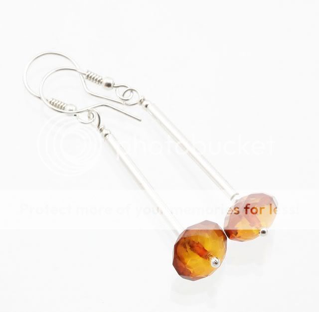 Faceted buttons Baltic amber silver earrings  